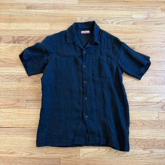 Maharishi Emroidered Hemp Open Collar Shirt Small - Picture 1 of 8